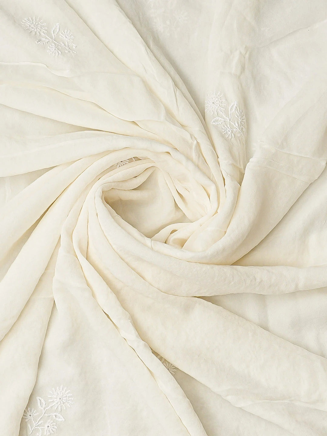 Ada Hand Embroidered White Pure Georgette Lucknowi Chikankari Unstitched Kurta Dupatta Set 01A856626
