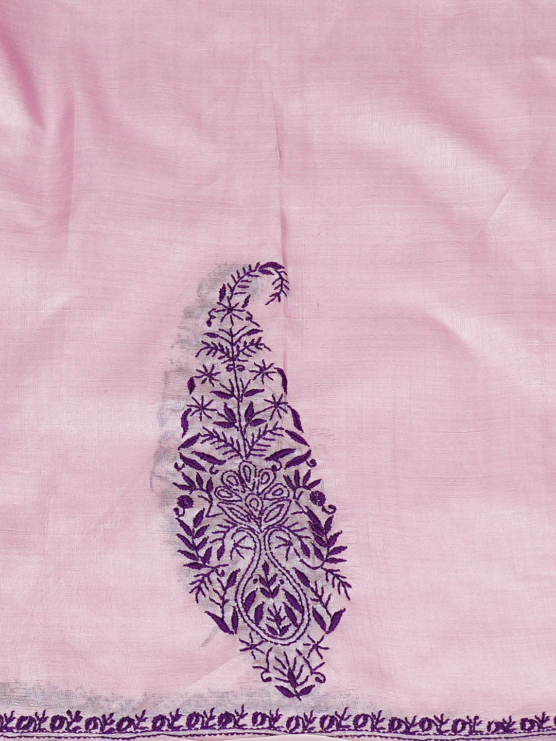 Ada Hand Embroidered Pink Silk Lucknowi Chikankari Unstitched Suit Piece 01A815910