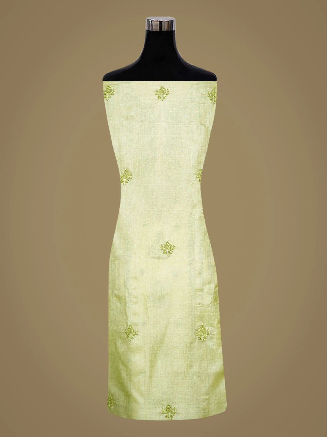 Ada Hand Embroidered Green Silk Lucknowi Chikankari Unstitched Suit Piece 01A816005