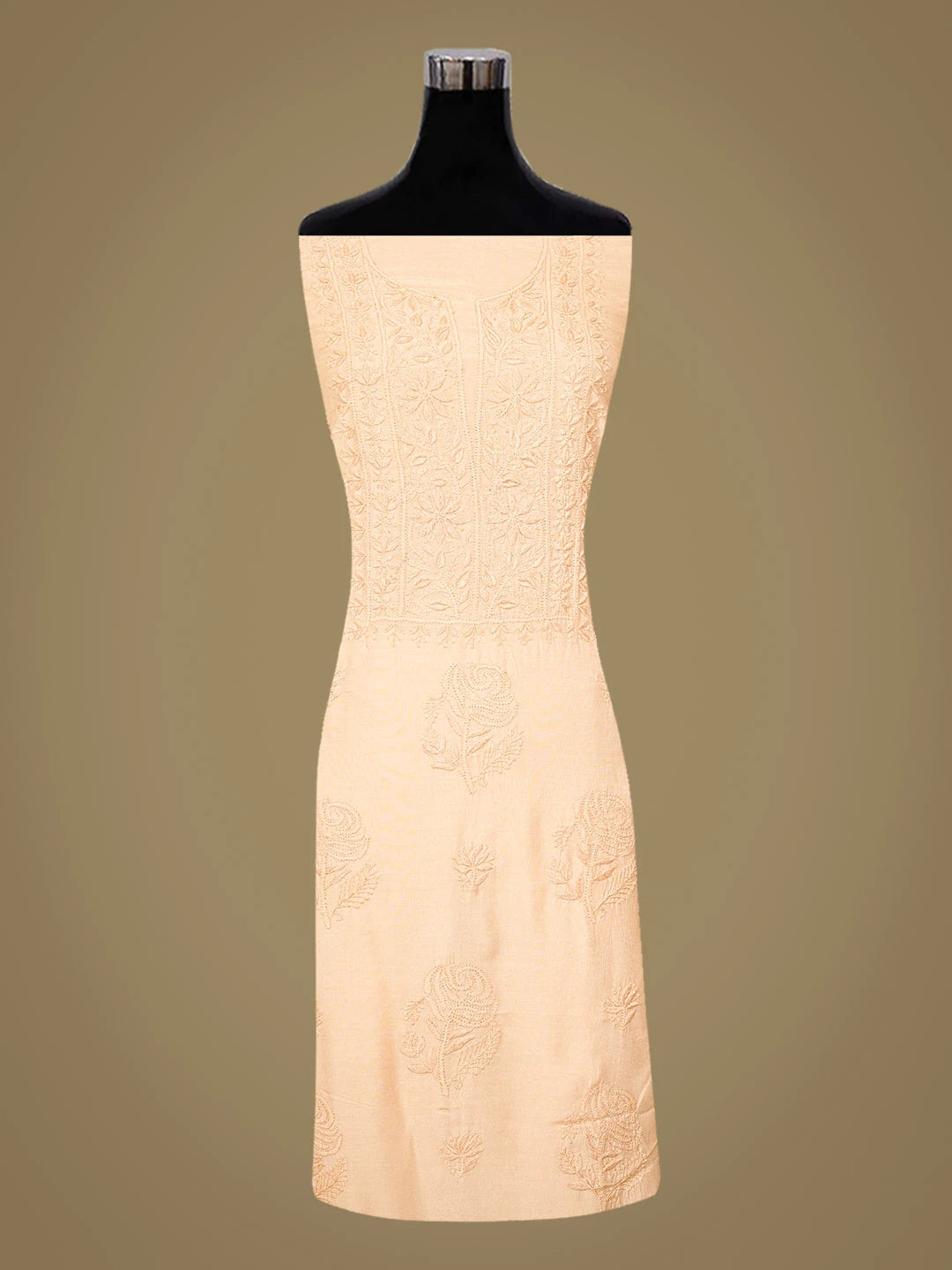Ada Hand Embroidered Peach Muslin Lucknowi Chikankari Unstitched Suit Piece 01A789293