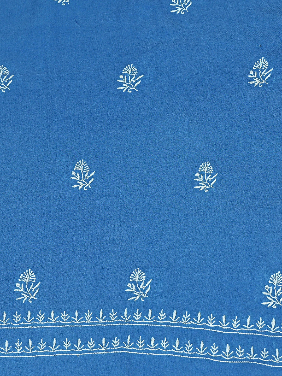Ada Hand Embroidered Blue Viscose Georgette Lucknowi Chikankari Unstitched Kurta Dupatta Set 01A843860