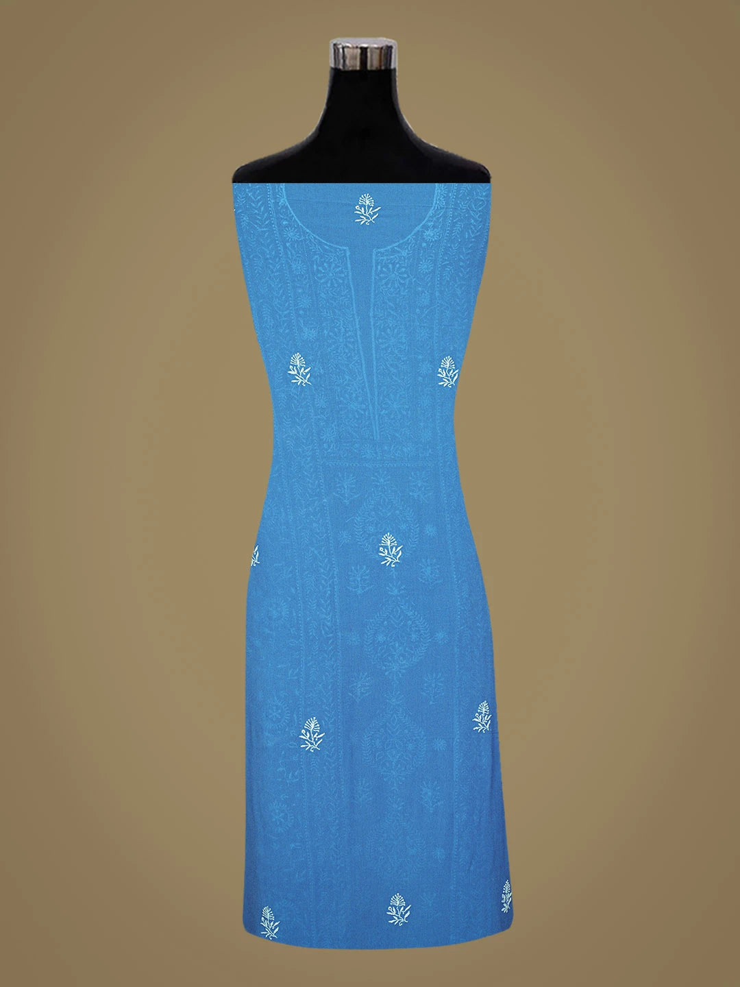 Ada Hand Embroidered Blue Viscose Georgette Lucknowi Chikankari Unstitched Kurta Dupatta Set 01A843860