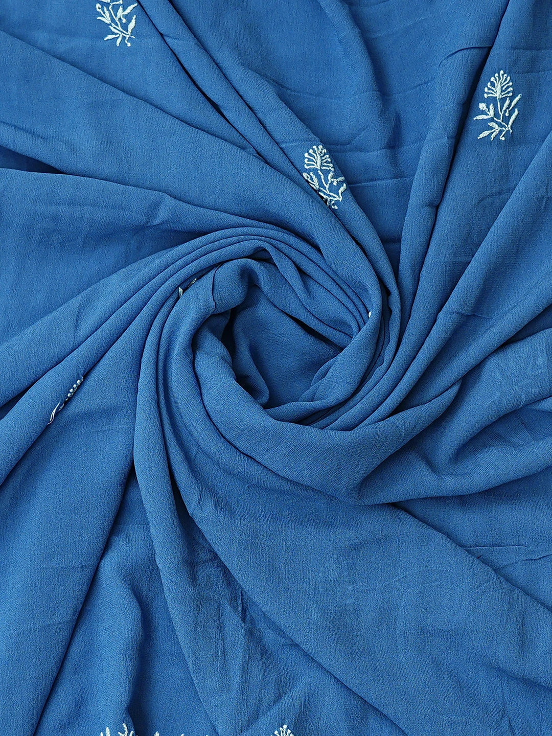 Ada Hand Embroidered Blue Viscose Georgette Lucknowi Chikankari Unstitched Kurta Dupatta Set 01A843860