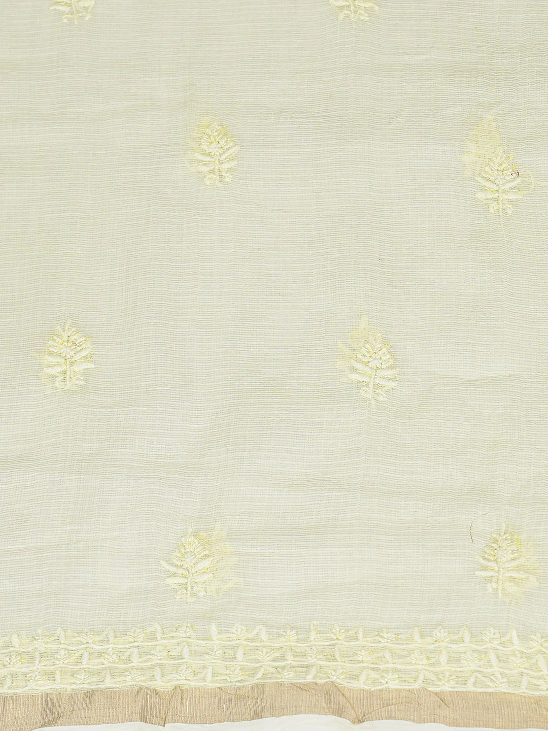 Ada Hand Embroidered Lemon Kota Lucknowi Chikankari Unstitched Suit Piece With Cutdana Work 01A825292