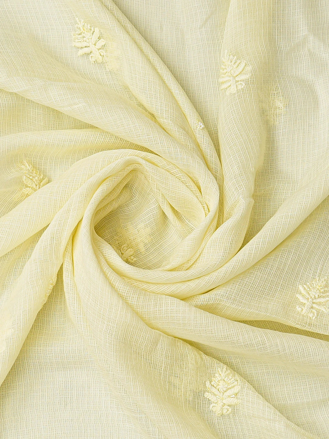 Ada Hand Embroidered Lemon Kota Lucknowi Chikankari Unstitched Suit Piece With Cutdana Work 01A825292