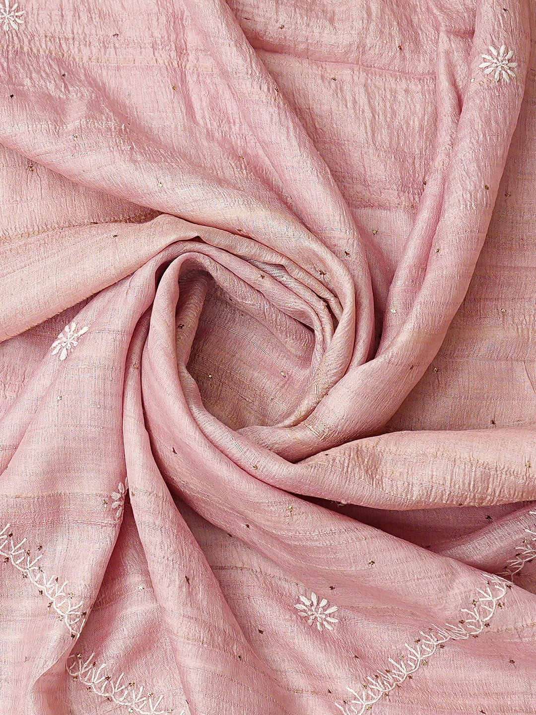 Ada Hand Embroidered Dusty Pink Silk Lucknowi Chikankari Semi-Stitched Kurta Dupatta Set 01A744268
