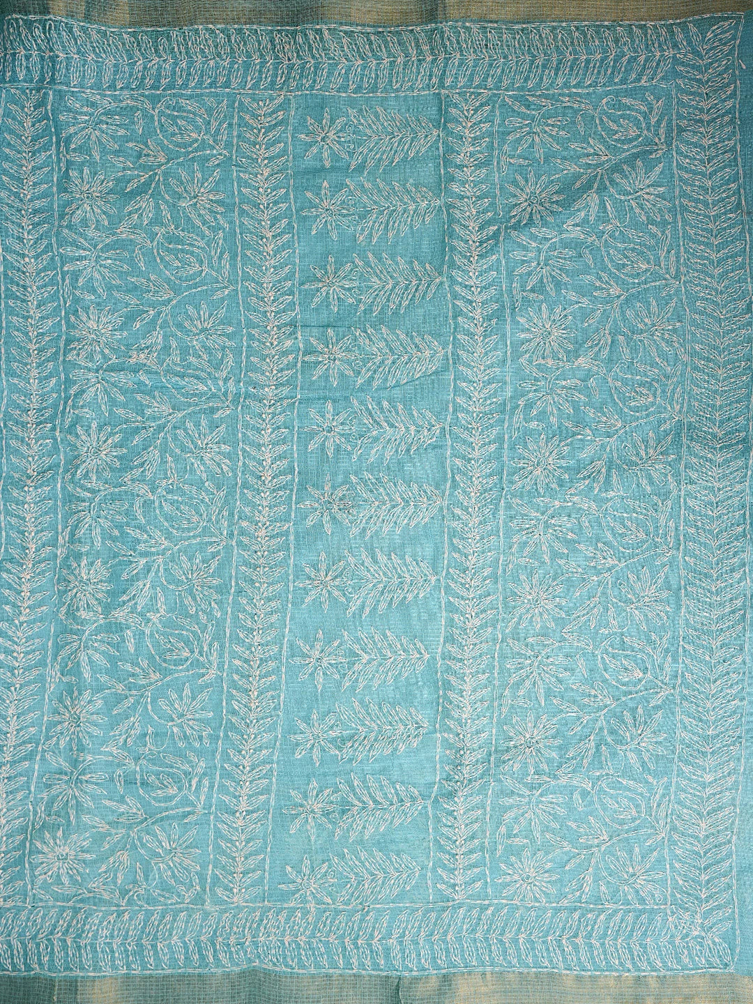 Ada Hand Embroidered Blue Kota Lucknowi Chikankari Saree and Blouse 01A820385