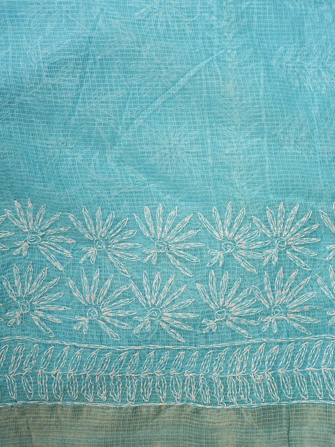 Ada Hand Embroidered Blue Kota Lucknowi Chikankari Saree and Blouse 01A820385