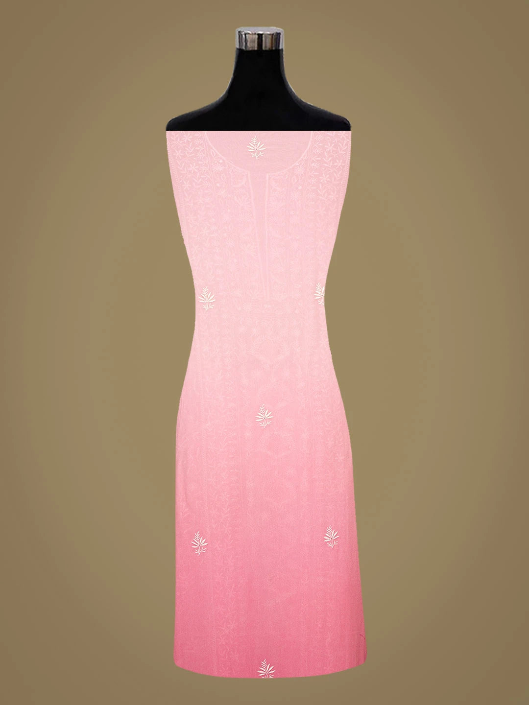 Ada Hand Embroidered Pink Viscose Georgette Lucknowi Chikankari Unstitched Kurta Dupatta Set 01A843858