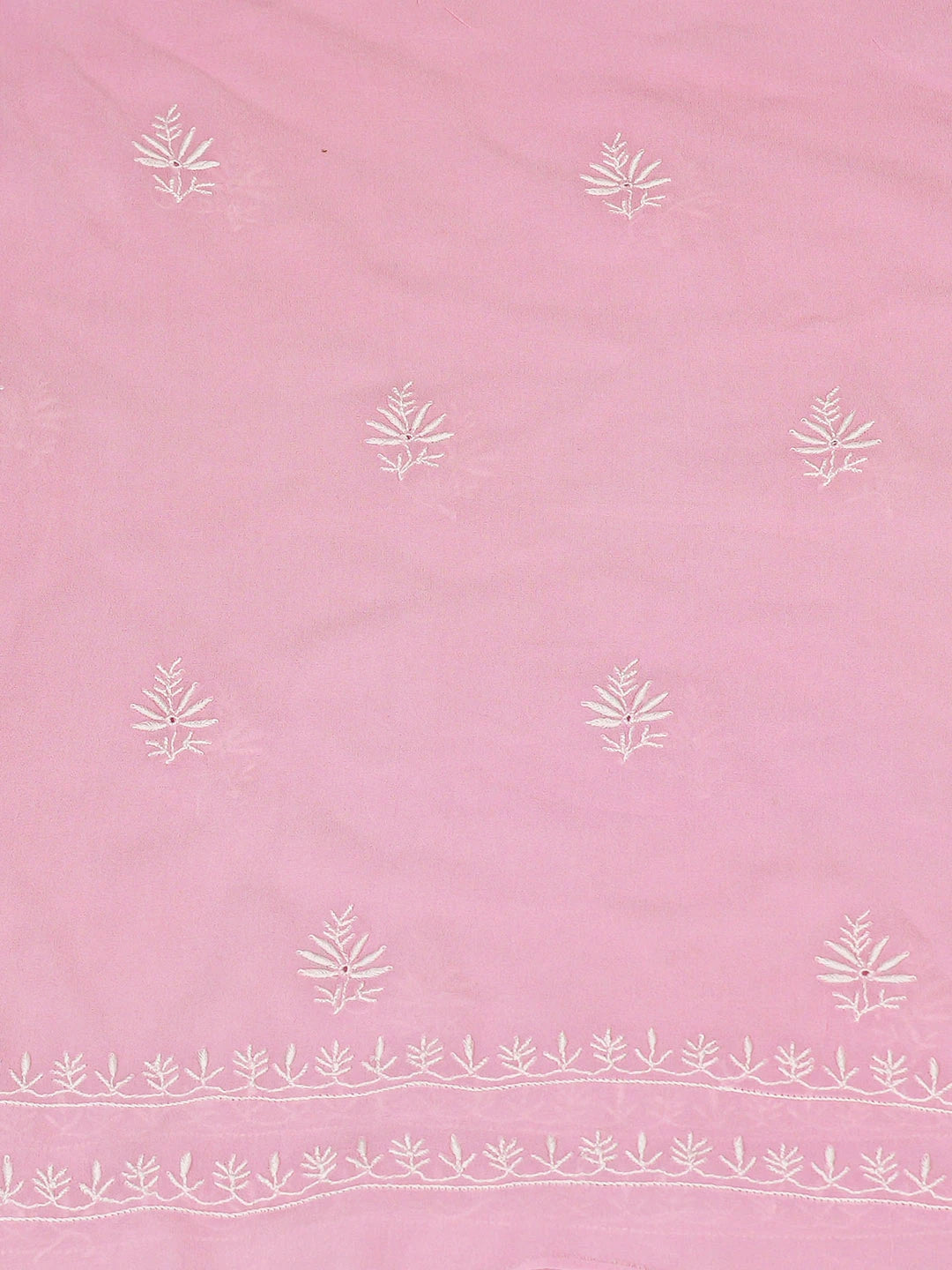 Ada Hand Embroidered Pink Viscose Georgette Lucknowi Chikankari Unstitched Kurta Dupatta Set 01A843858