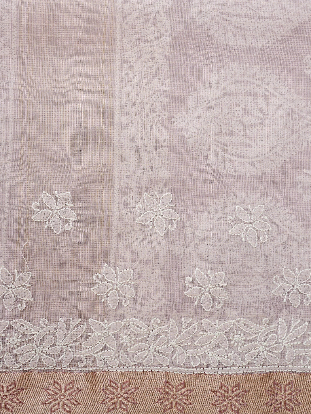 Ada Hand Embroidered Lavender Chanderi Lucknowi Chikankari Saree With Blouse 01A857666