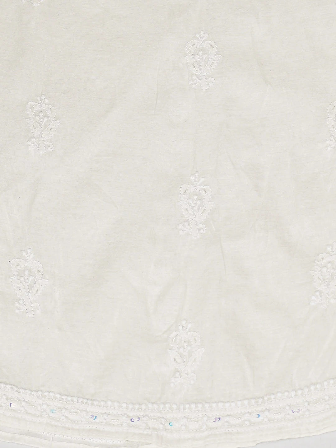Ada Hand Embroidered White Chanderi Lucknowi Chikankari Semi-Stitched Kurta Dupatta Set With Pearl Work 01A850130