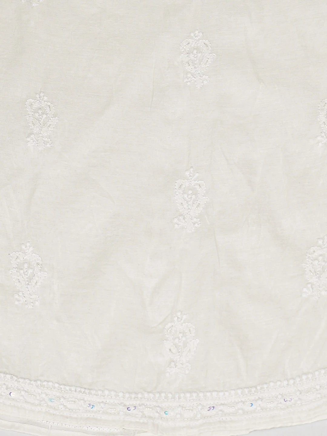 Ada Hand Embroidered White Chanderi Lucknowi Chikankari Semi-Stitched Kurta Dupatta Set With Pearl Work 01A850130
