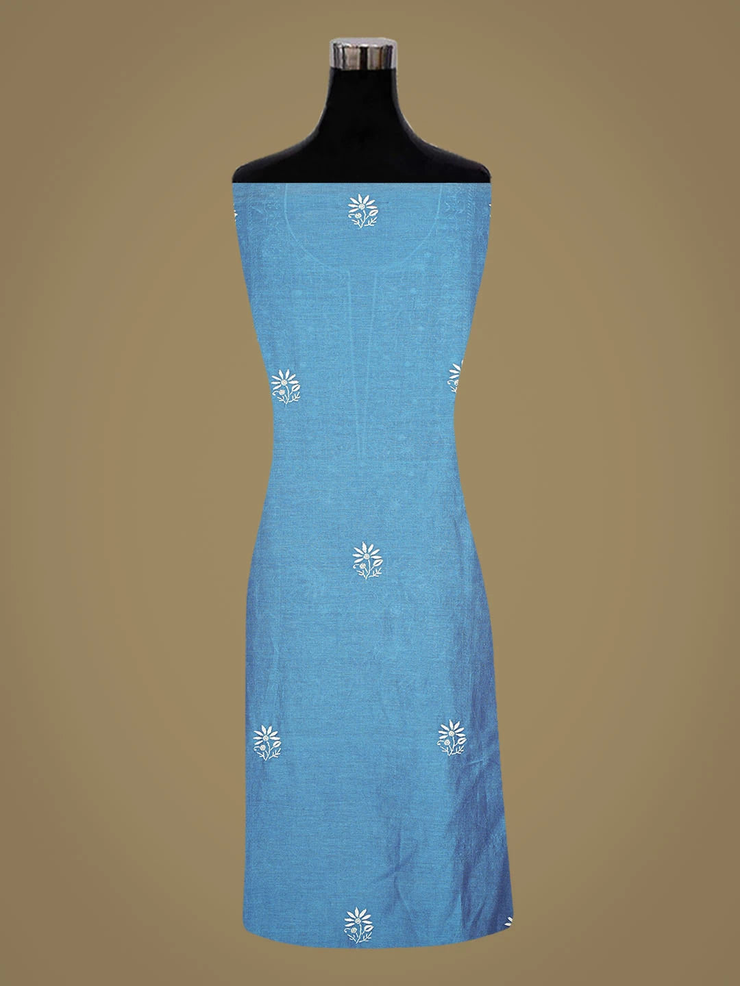 Ada Hand Embroidered Blue Chanderi Lucknowi Chikankari Unstitched Suit Piece 01A856664