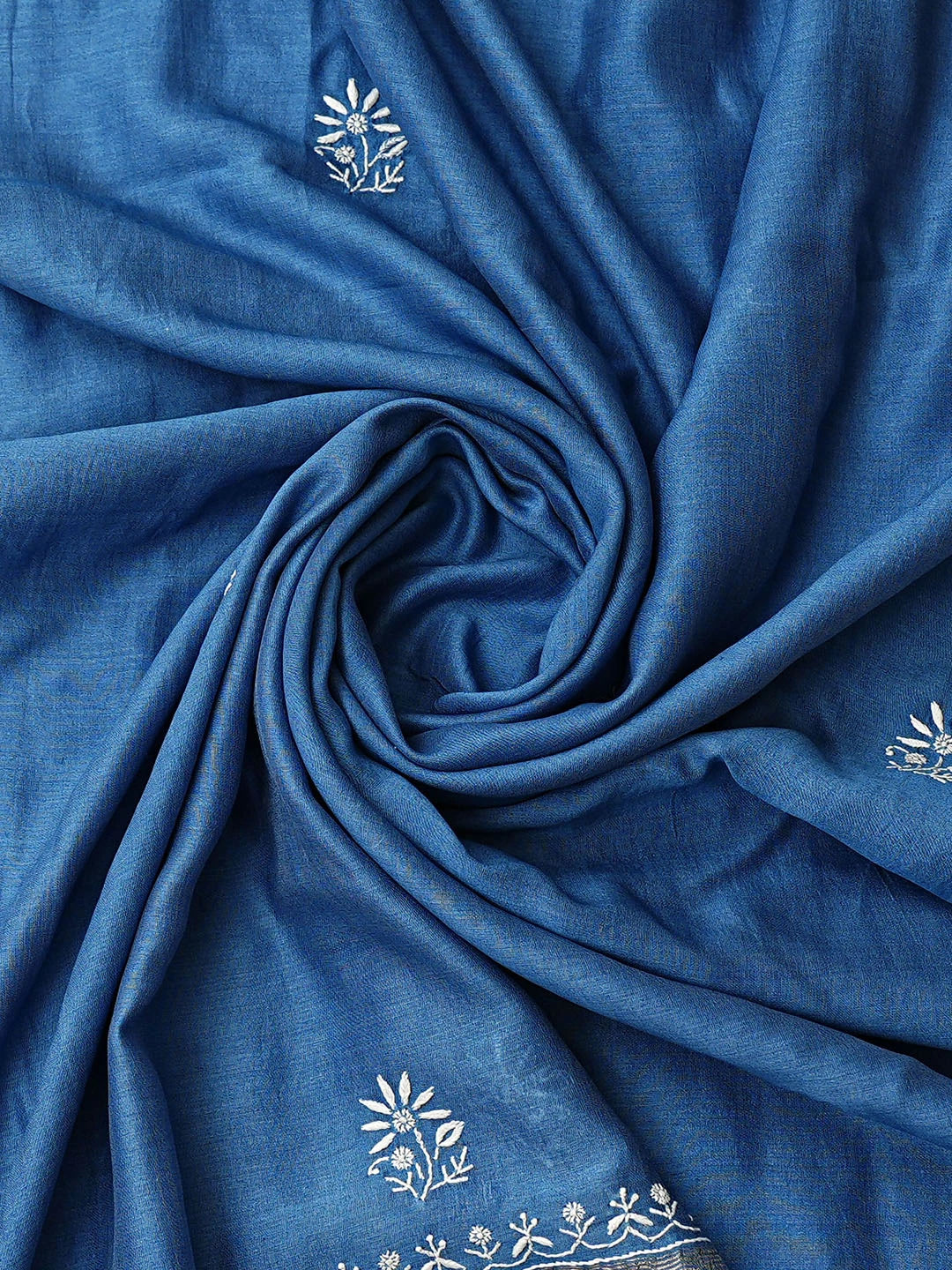 Ada Hand Embroidered Blue Chanderi Lucknowi Chikankari Unstitched Suit Piece 01A856664