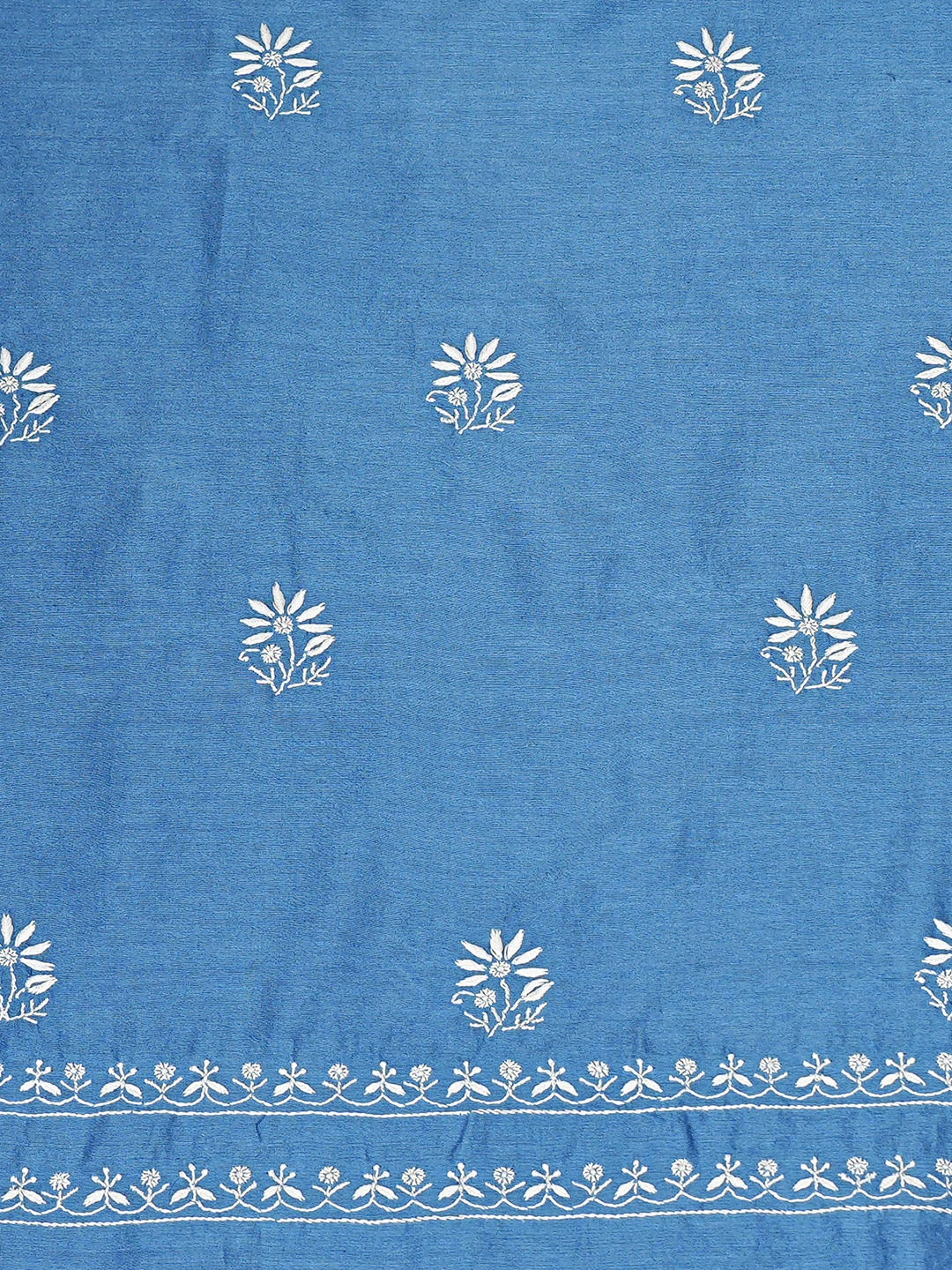 Ada Hand Embroidered Blue Chanderi Lucknowi Chikankari Unstitched Suit Piece 01A856664