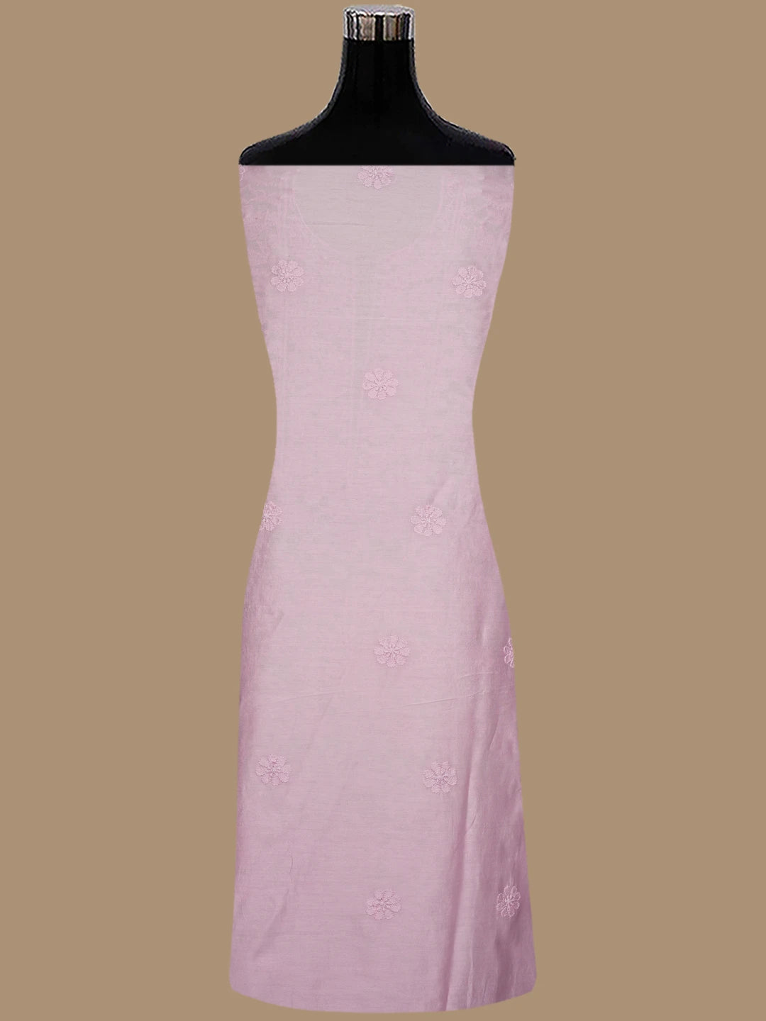 Ada Hand Embroidered Powder Pink Chanderi Lucknowi Chikankari Unstitched Kurta Dupatta Set 01A465456