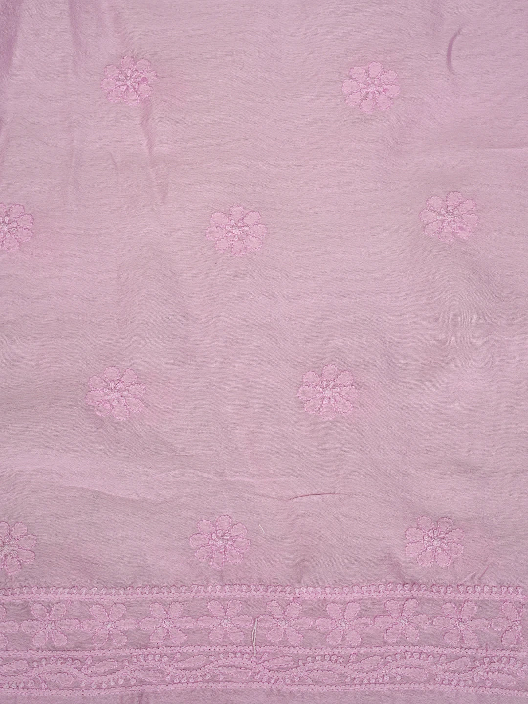 Ada Hand Embroidered Powder Pink Chanderi Lucknowi Chikankari Unstitched Kurta Dupatta Set 01A465456