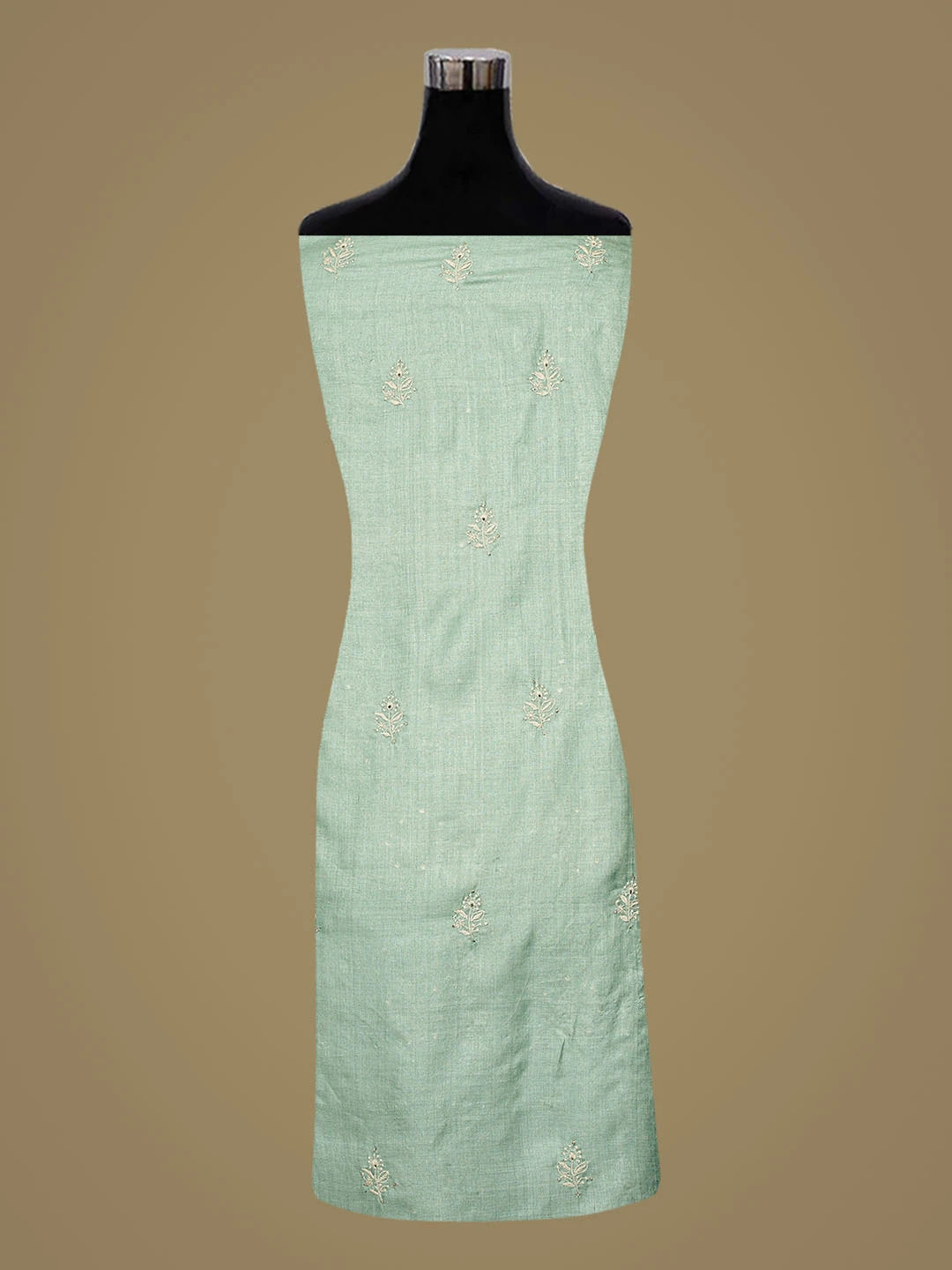 Ada Hand Embroidered Teal Green Silk Lucknowi Chikankari Unstitched Suit Piece With Mukaish Work 01A702312