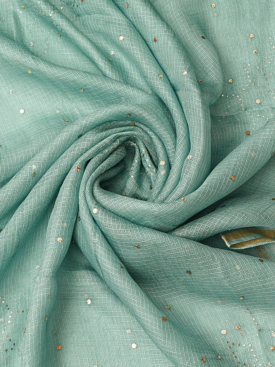 Ada Hand Embroidered Teal Green Silk Lucknowi Chikankari Unstitched Suit Piece With Mukaish Work 01A702312