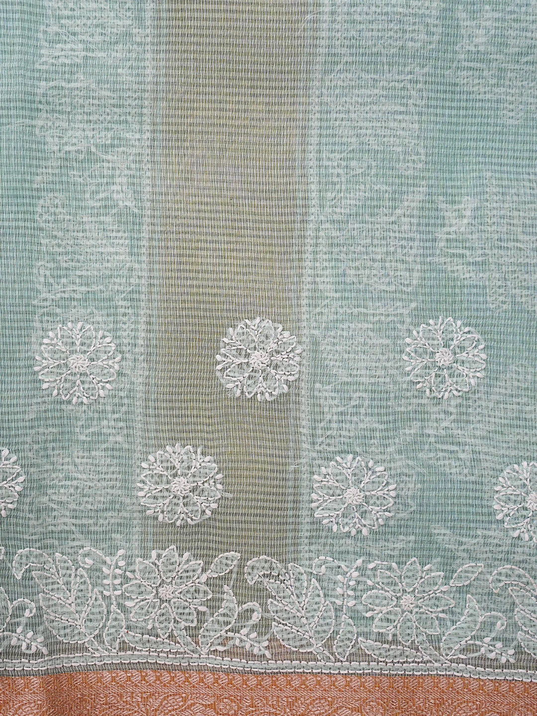 Ada Hand Embroidered Pistachio Green Chanderi Lucknowi Chikankari Saree With Blouse 01A857691
