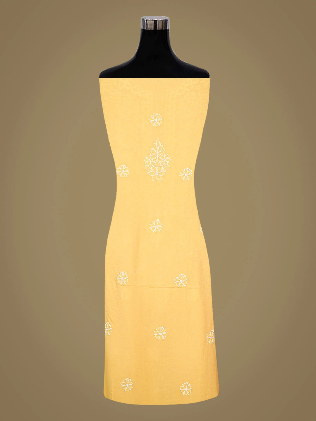 Ada Hand Embroidered Yellow Modal Lucknowi Chikankari Unstitched Suit Piece 01A784908