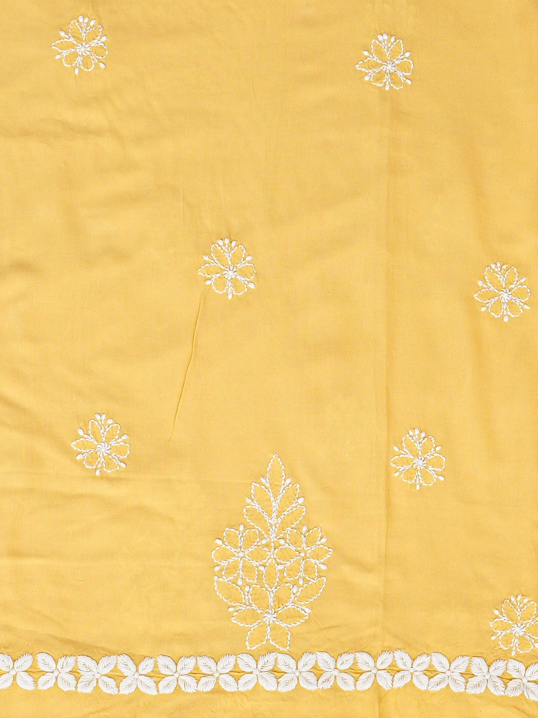 Ada Hand Embroidered Yellow Modal Lucknowi Chikankari Unstitched Suit Piece 01A784908