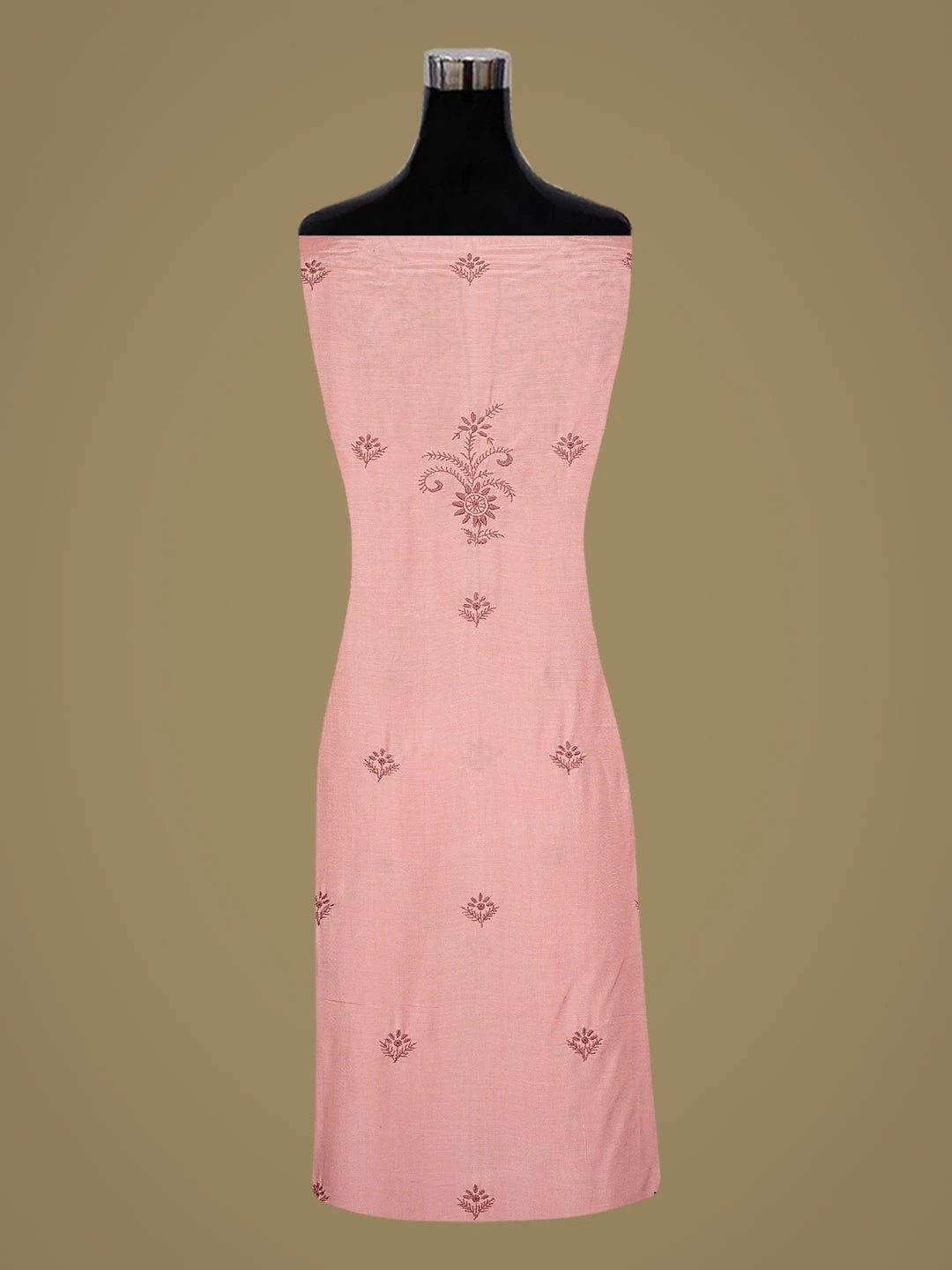 Ada Hand Embroidered Peach Pink Muslin Lucknowi Chikankari Unstitched Suit Piece 01A855631