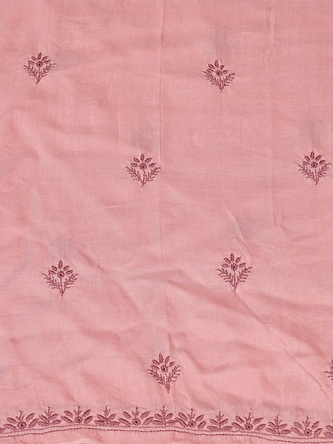 Ada Hand Embroidered Peach Pink Muslin Lucknowi Chikankari Unstitched Suit Piece 01A855631