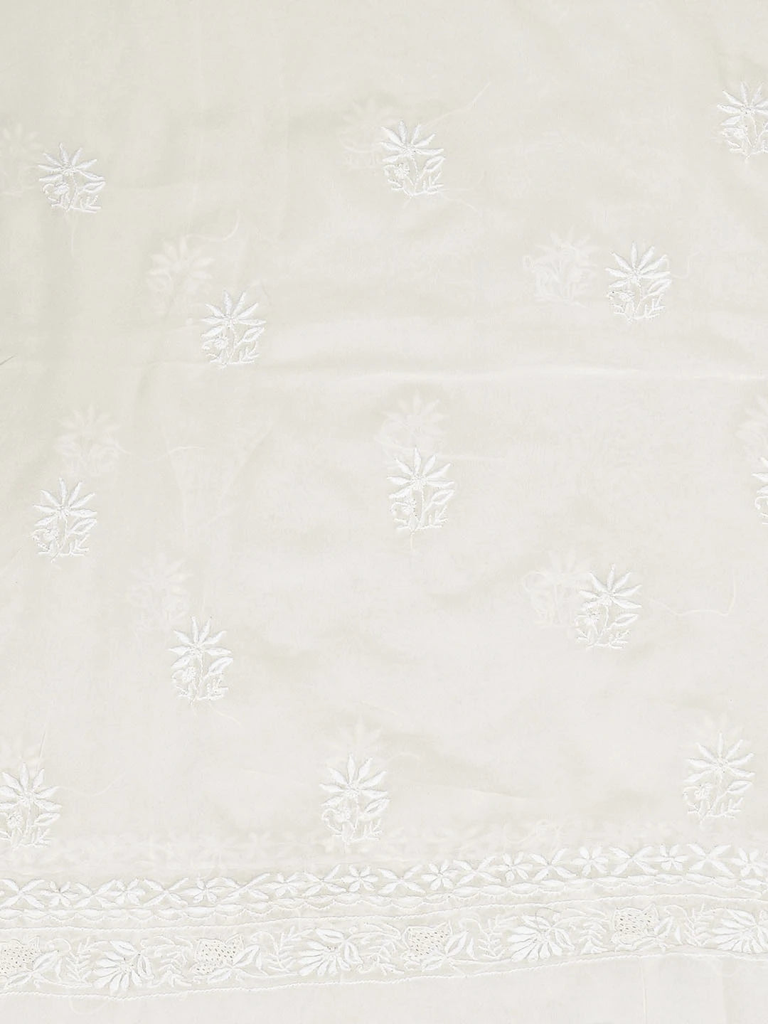 Ada Hand Embroidered White Pure Georgette Lucknowi Chikankari Unstitched Kurta Dupatta Set 01A856623