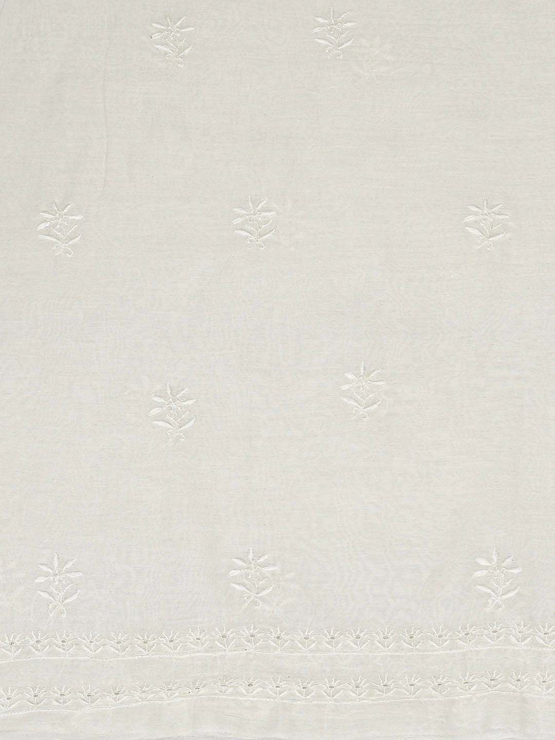 Ada Hand Embroidered White Chanderi Lucknowi Chikankari Unstitched Kurta Dupatta Set 01A856672