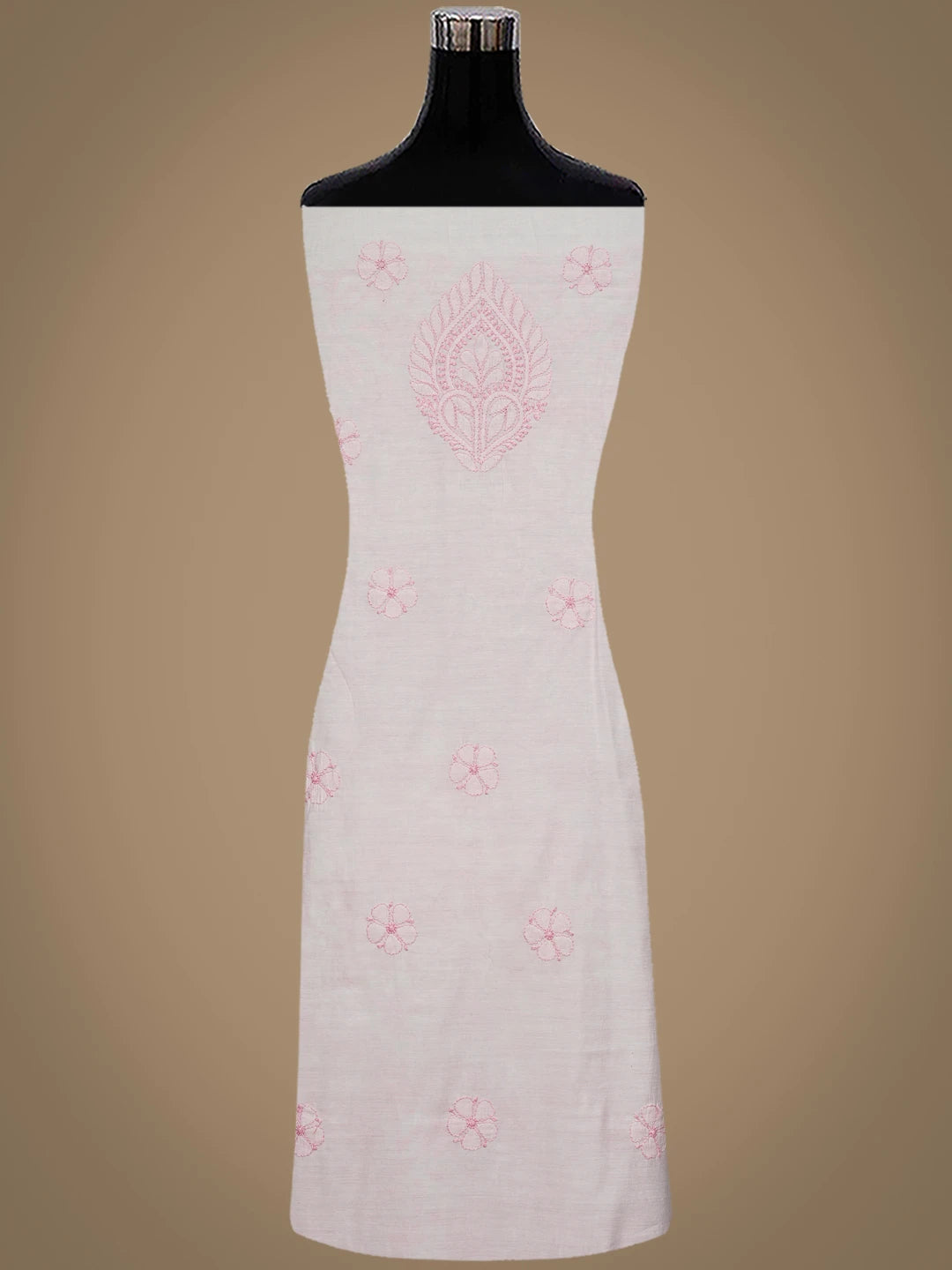 Ada Hand Embroidered Lavender Blush Pink Chanderi Lucknowi Chikankari Unstitched Kurta Dupatta Set 01A647434