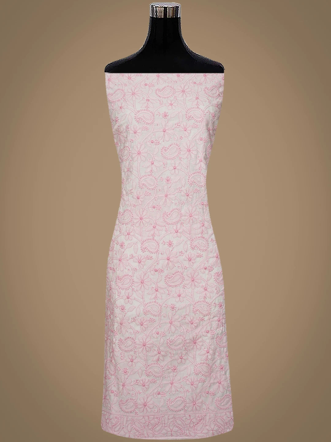 Ada Hand Embroidered Lavender Blush Pink Chanderi Lucknowi Chikankari Unstitched Kurta Dupatta Set 01A647434