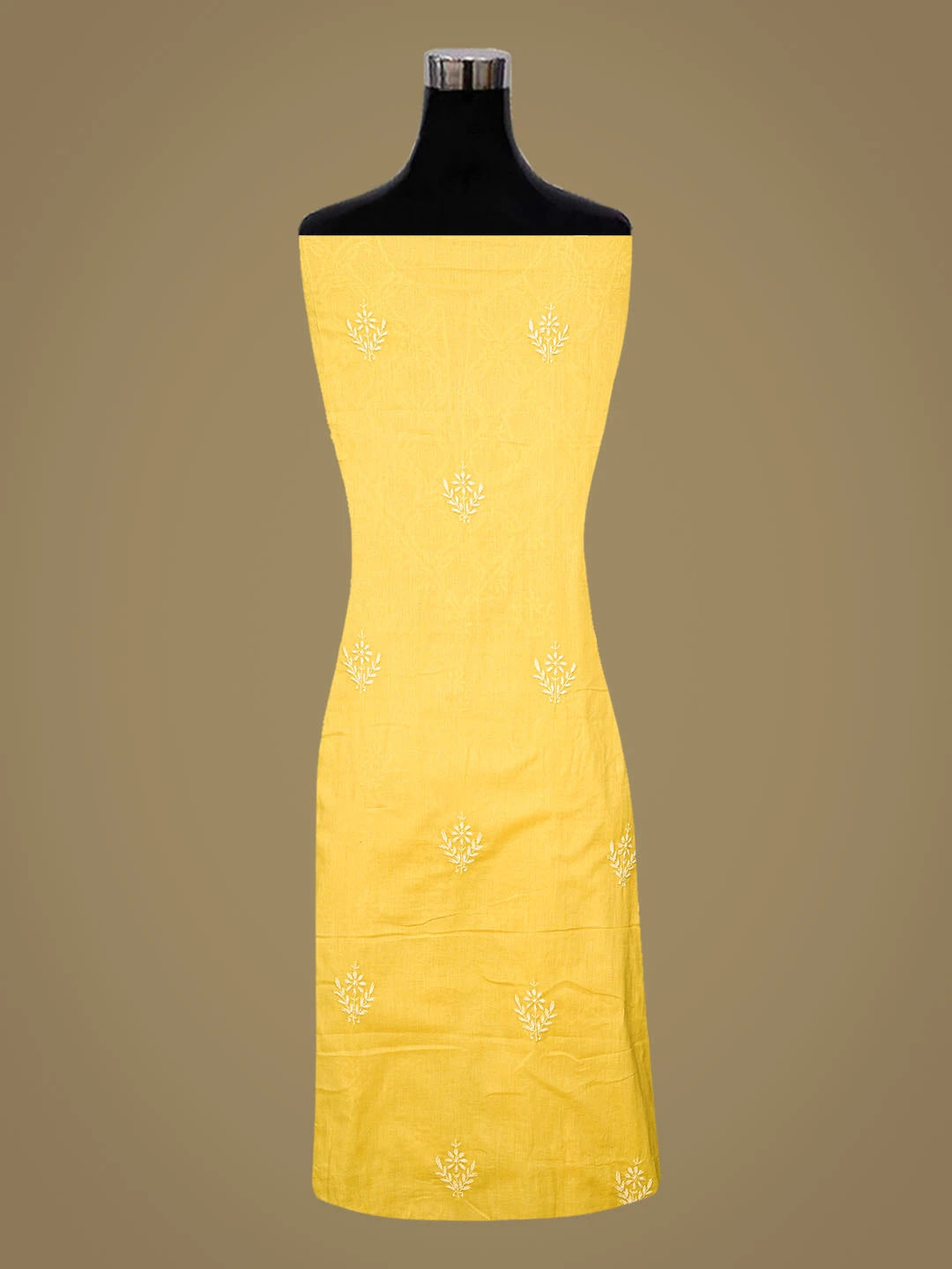 Ada Hand Embroidered Yellow Cotton Lucknowi Chikankari Unstitched Suit Piece 01A759641