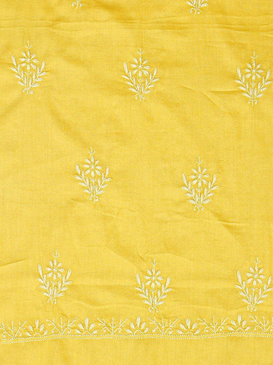 Ada Hand Embroidered Yellow Cotton Lucknowi Chikankari Unstitched Suit Piece 01A759641