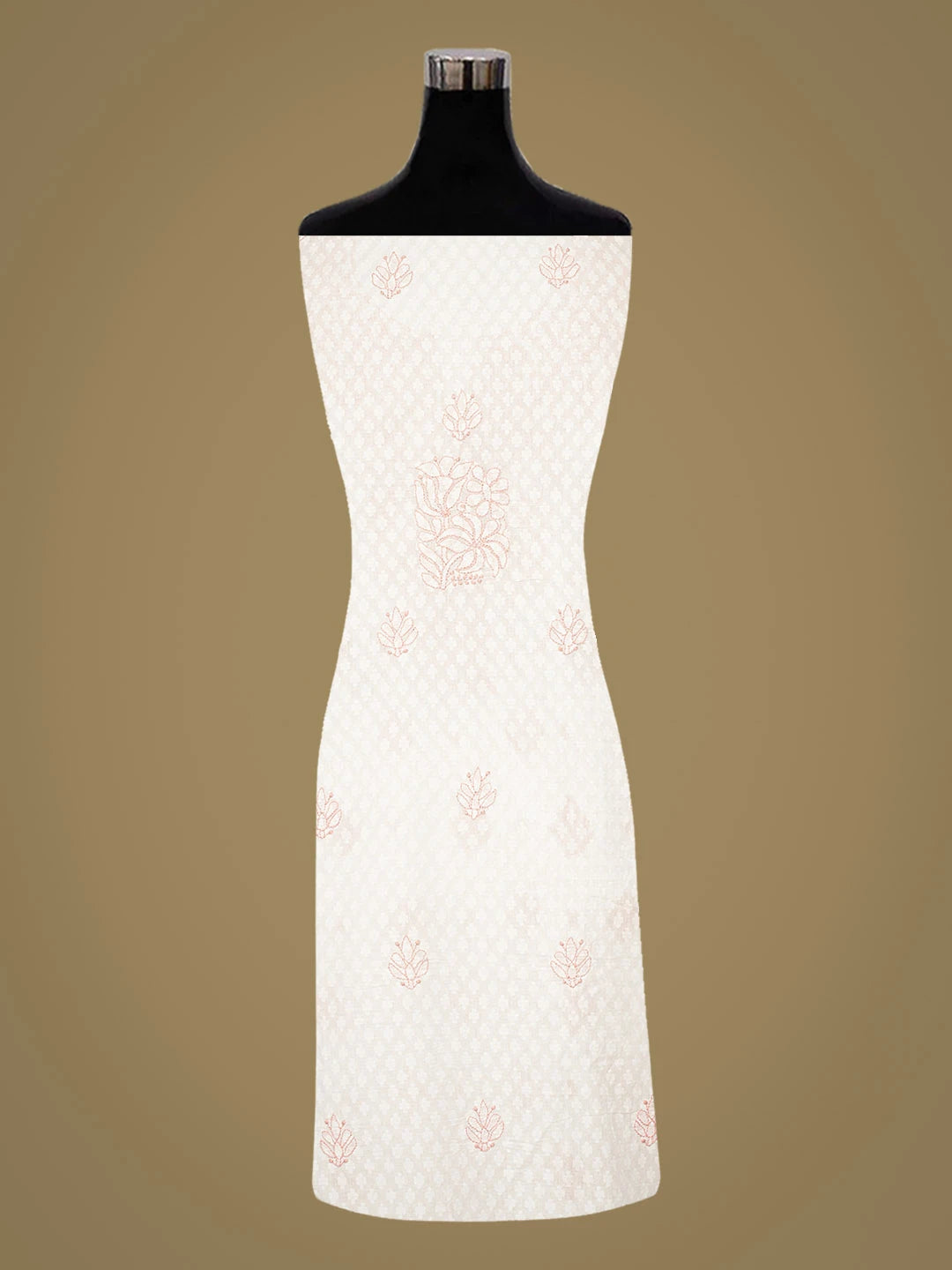 Ada Hand Embroidered White Cotton Lucknowi Chikankari Unstitched Suit Piece 01A836859