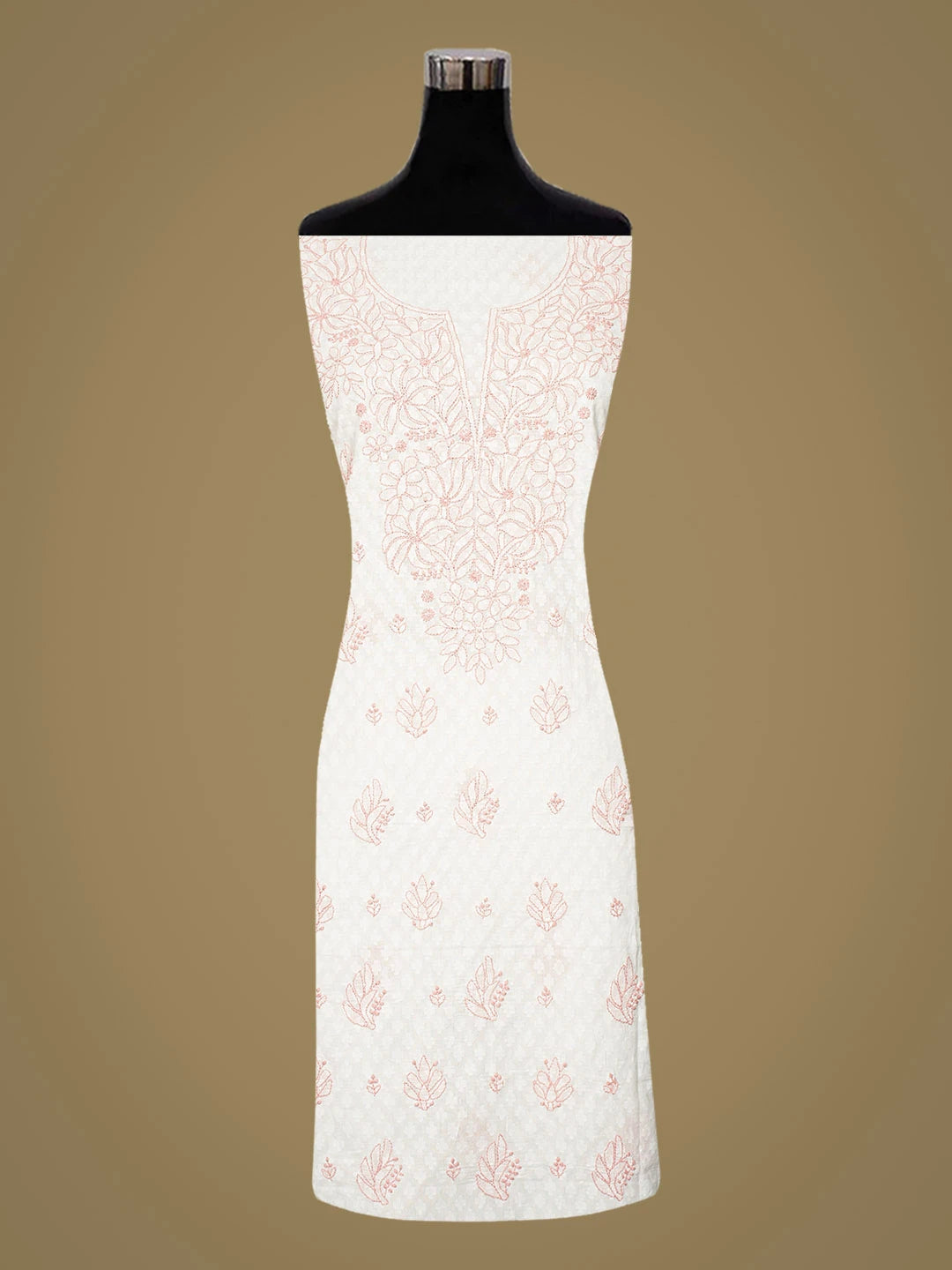 Ada Hand Embroidered White Cotton Lucknowi Chikankari Unstitched Suit Piece 01A836859