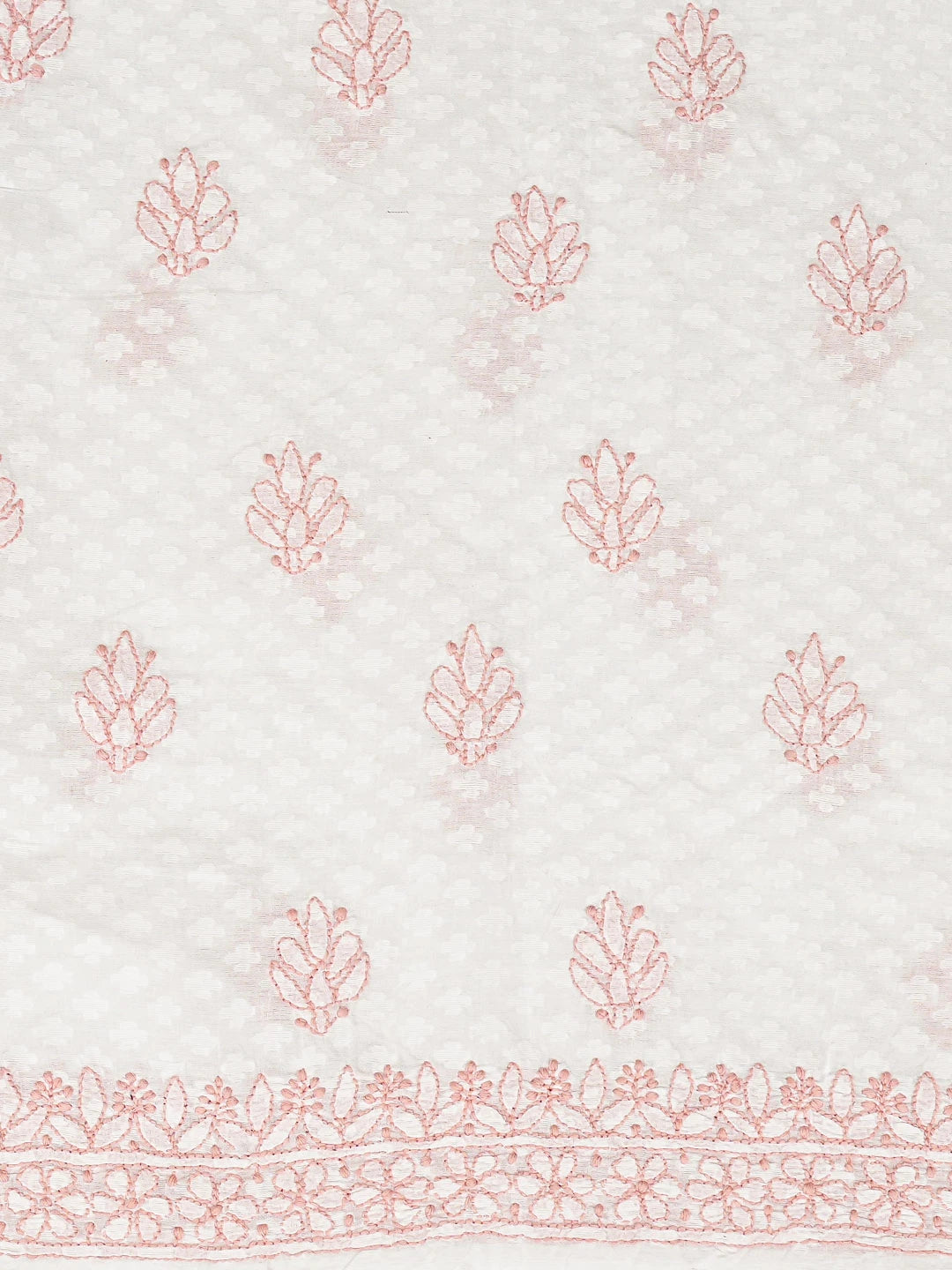 Ada Hand Embroidered White Cotton Lucknowi Chikankari Unstitched Suit Piece 01A836859