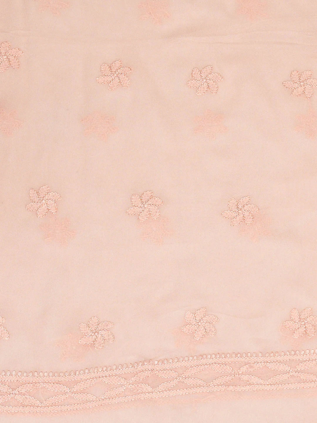 Ada Hand Embroidered Peach Viscose Georgette Lucknowi Chikankari Unstitched Kurta Dupatta Set 01A811121