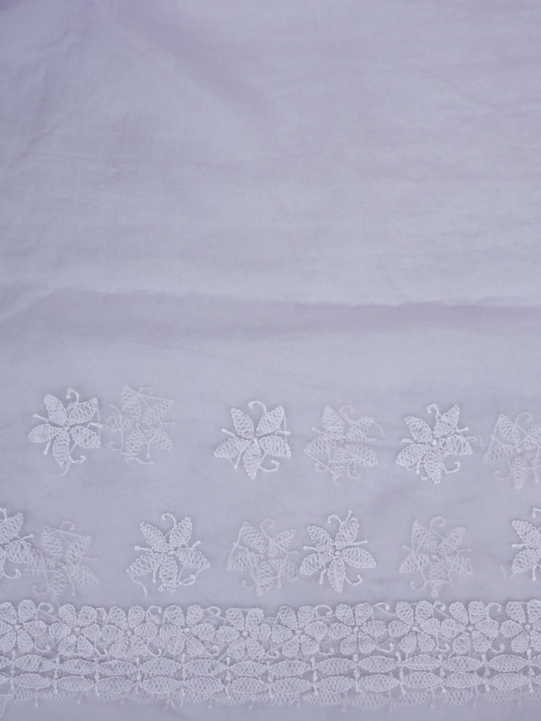 Ada Hand Embroidered Lavender Organza Lucknowi Chikankari Saree and Blouse 01A794104