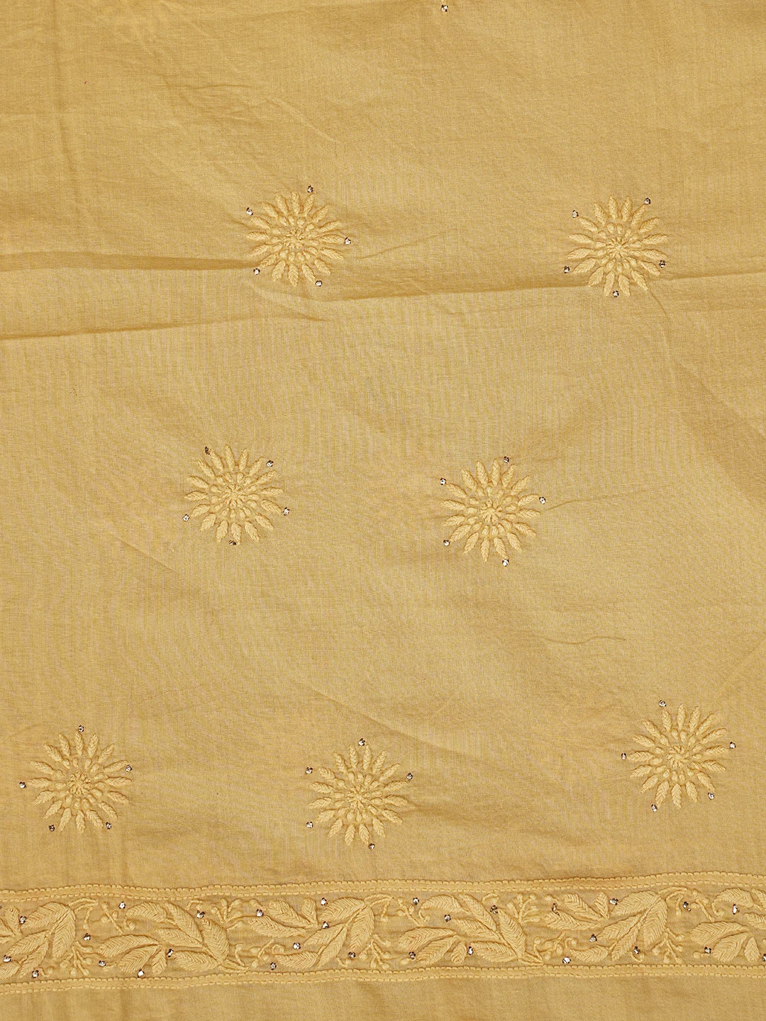 Ada Hand Embroidered California Peach Cotton Lucknowi Chikankari Unstitched Suit Piece With Muqaish Work 01A133639