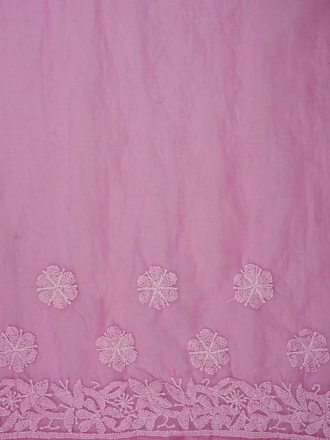 Ada Hand Embroidered Pink Organza Lucknowi Chikankari Saree and Blouse 01A794115
