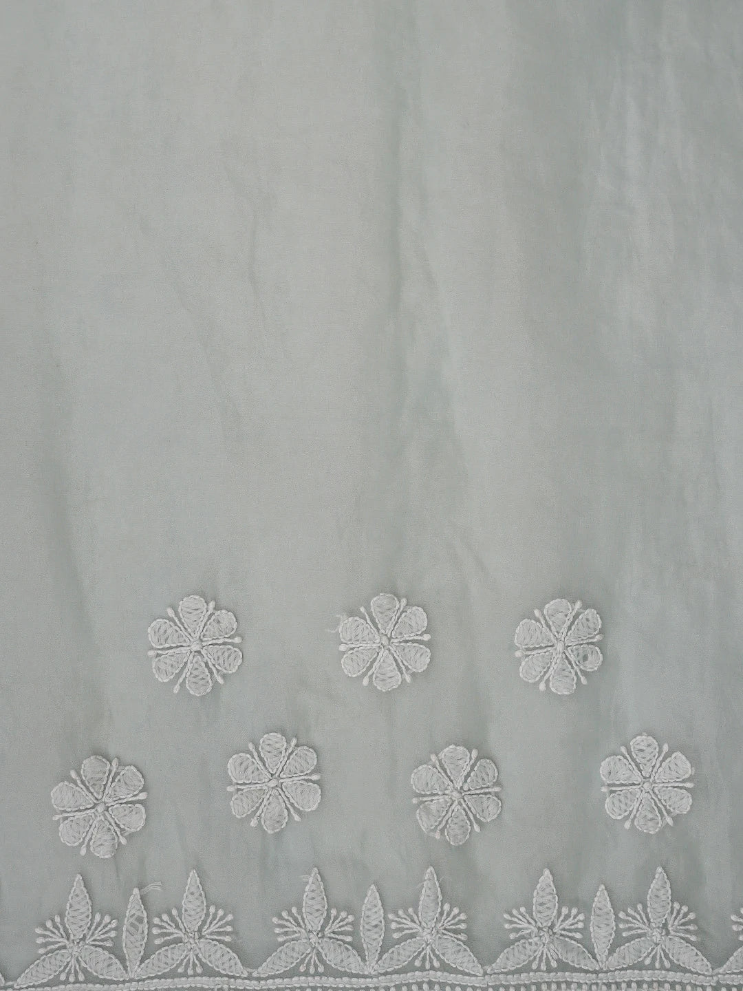 Ada Hand Embroidered Pista Green Organza Lucknowi Chikankari Saree and Blouse 01A794141