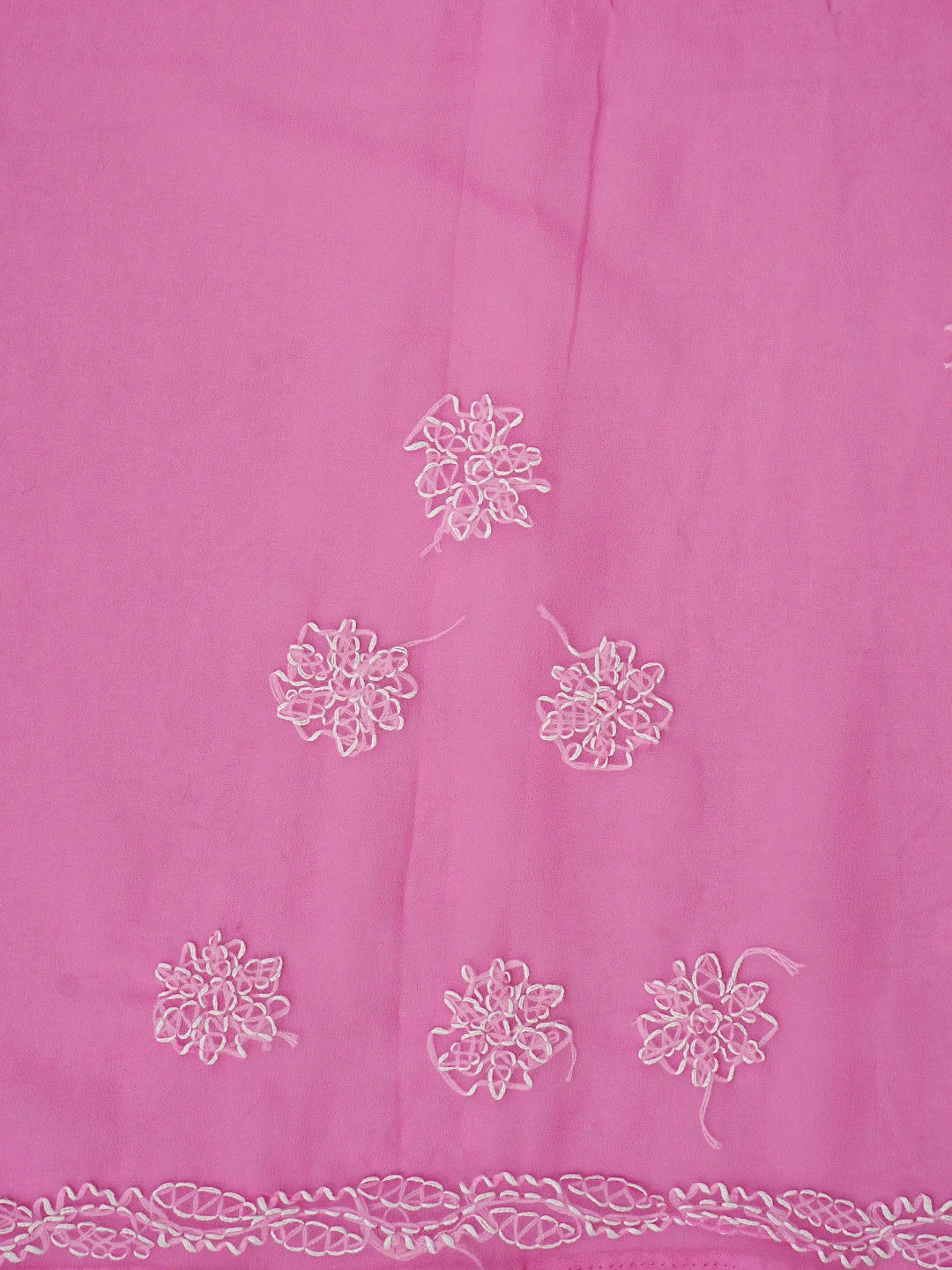 Ada Hand Embroidered Pink Georgette Lucknowi Chikankari Saree With Blouse 01A853659