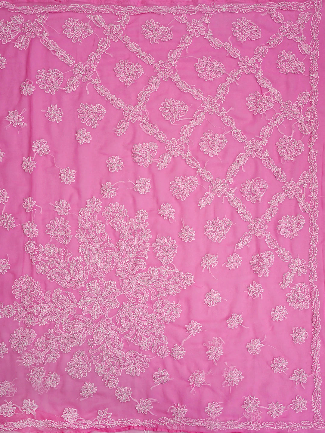 Ada Hand Embroidered Pink Georgette Lucknowi Chikankari Saree With Blouse 01A853659