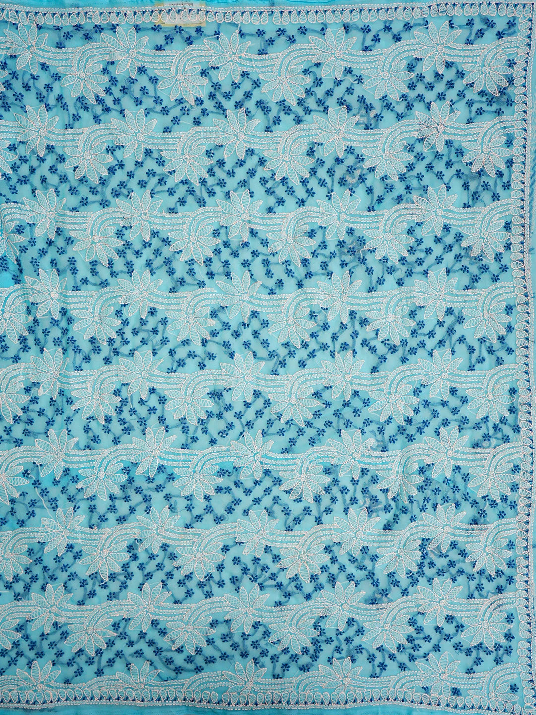 Ada Hand Embroidered Blue Georgette Lucknowi Chikankari Saree With Blouse 01A853692