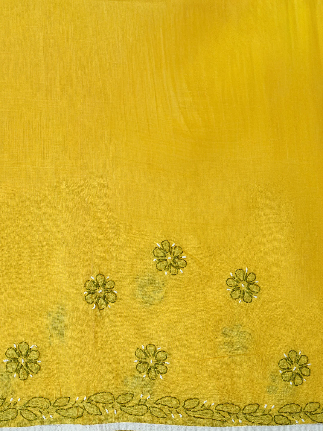 Ada Hand Embroidered Yellow And White Cotton Lucknowi Chikankari Unstitched Suit Piece 01A853044