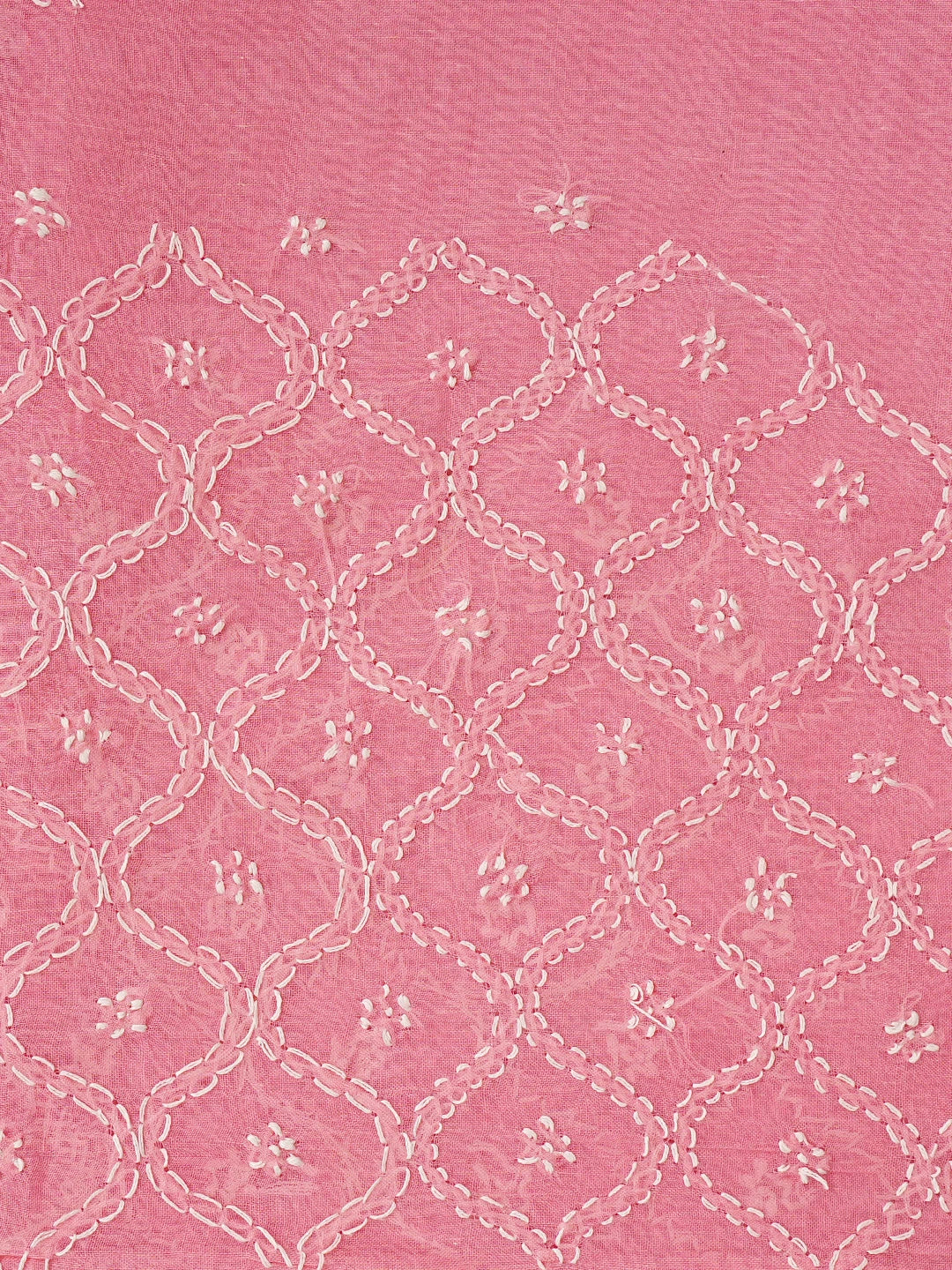 Ada Hand Embroidered Rose Pink Cotton Lucknowi Chikankari Unstitched Suit Piece 01A853553