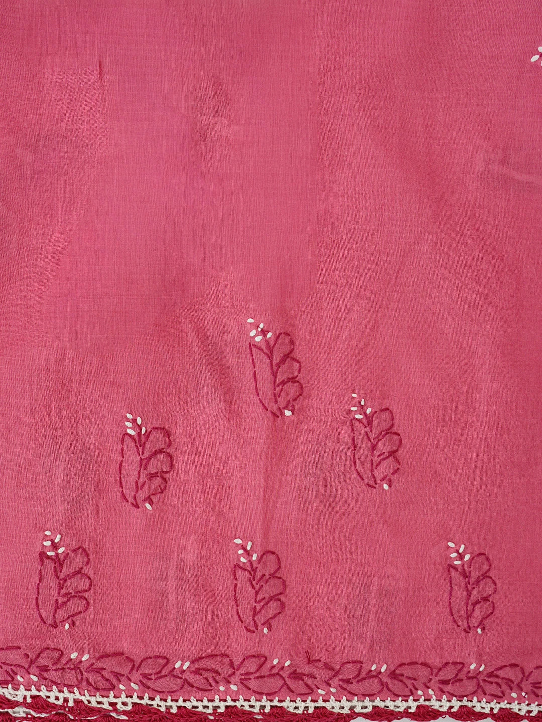 Ada Hand Embroidered Onion Pink Cotton Lucknowi Chikankari Unstitched Suit Piece 01A853017