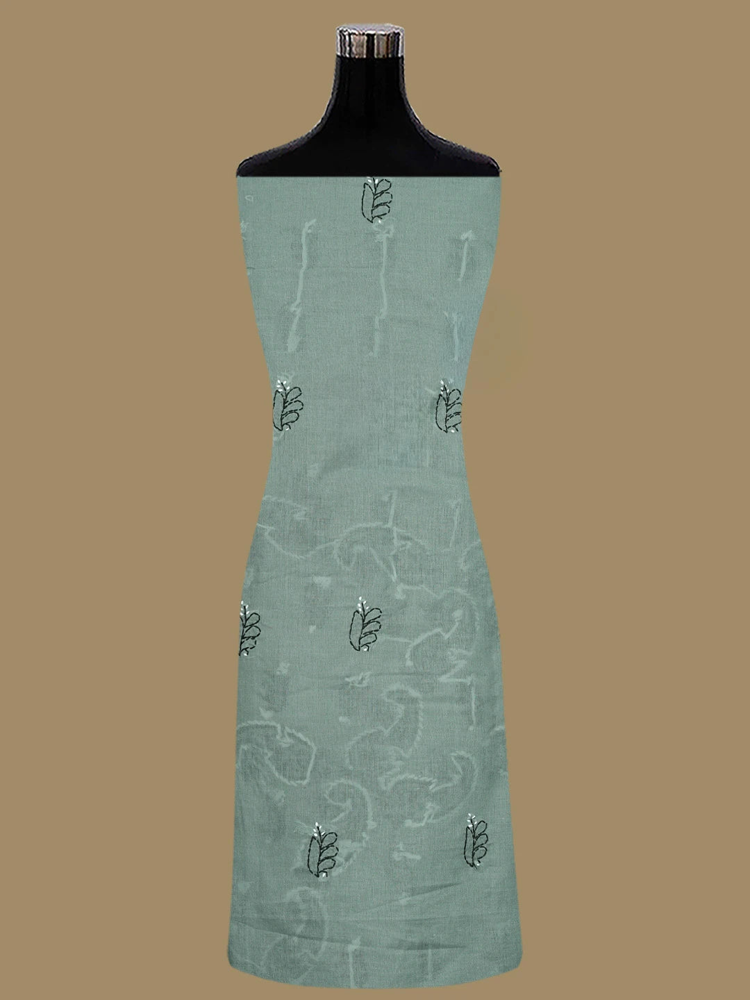 Ada Hand Embroidered Teal Green Cotton Lucknowi Chikankari Unstitched Suit Piece 01A853018
